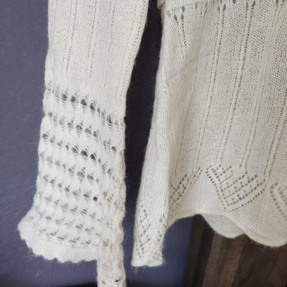 10 Feet Amsterdam Sweater Womens M Lace Knit Mohair Polymide Cream‎ Boho Sheer - Picture 3 of 16